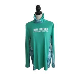 Women's Reel Legends Performance Teal Turtleneck/gator  Size S  NWT